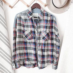 Free People Long Sleeve Plaid Button Down